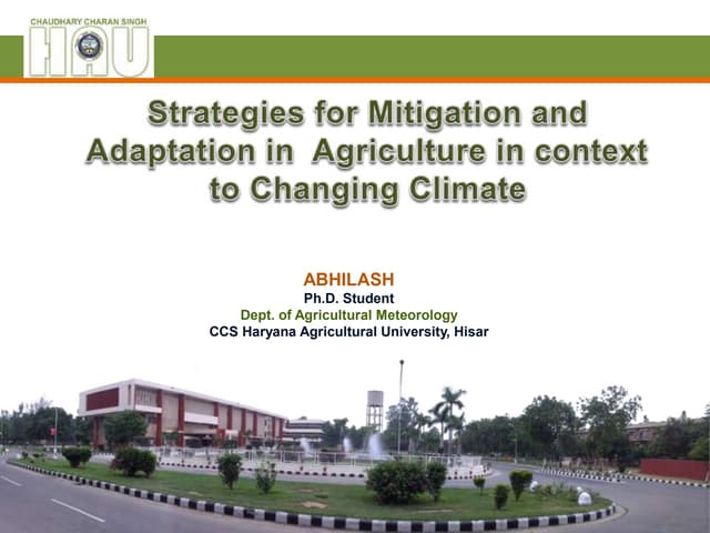 Strategies for Mitigation and Adaptation in Agriculture in context to Changin...