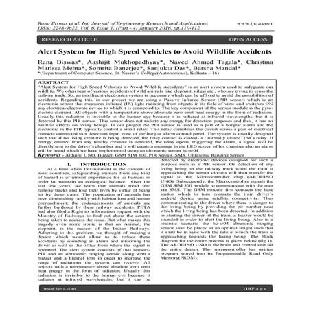 Alert System for High Speed Vehicles to Avoid Wildlife Accidents