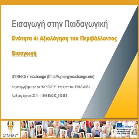 SYNERGY Induction to Pedagogy Programme - Evaluation of the Environment (GREEK)