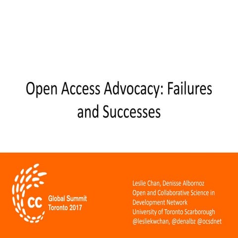 Open Access Advocacy: Failure and Successes 