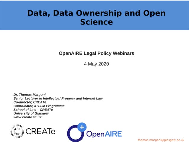 20200504_Data, Data Ownership and Open Science