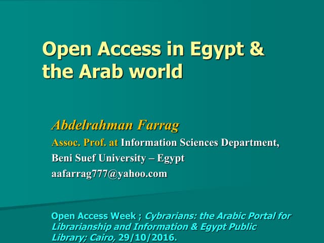 Oa in egypt and the arab world  