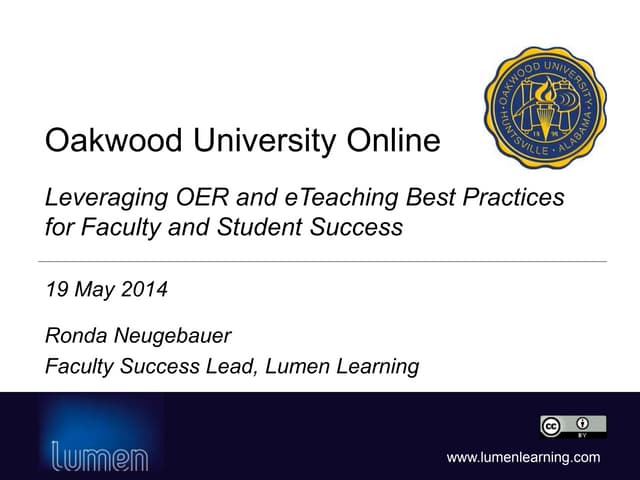 Oakwood: Leveraging OER and eTeaching Best Practices