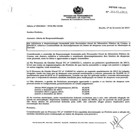 O alerta do TCE para Gravatá