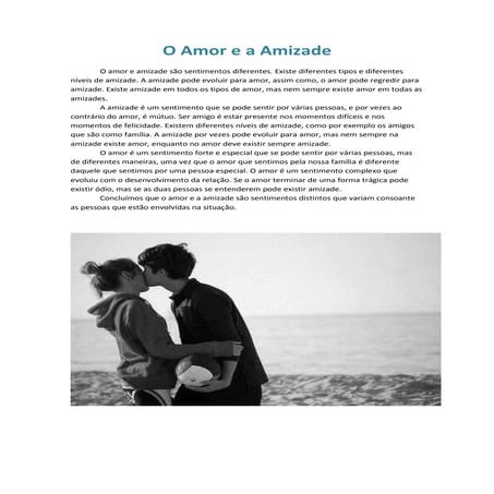 O amor e a amizade | DOCX
