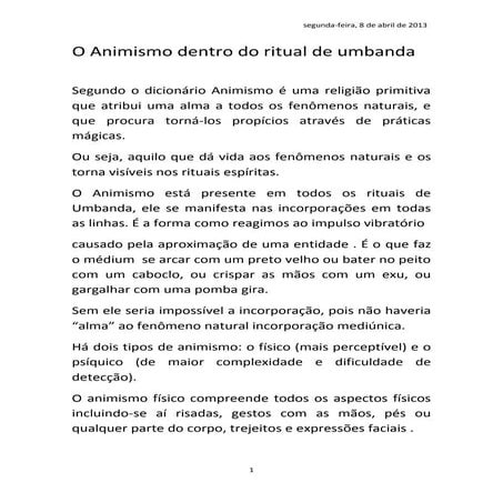 O animismo dentro do ritual de umbanda | PDF