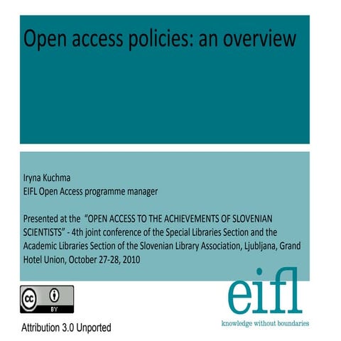OpenAIRE Open access policies: an overview