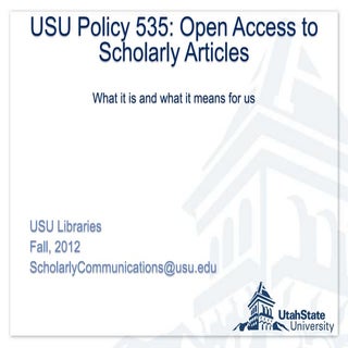 USU Policy 535: Open Access to Scho...