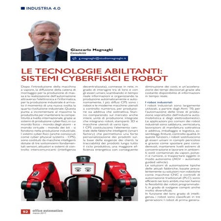 Tecnologie abilitanti: sistemi ciberfisici e robot