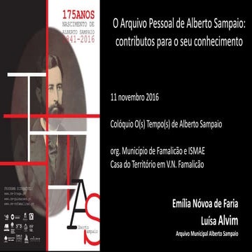 O Arquivo Pessoal de Alberto Sampaio: contributos para o seu conhecimento