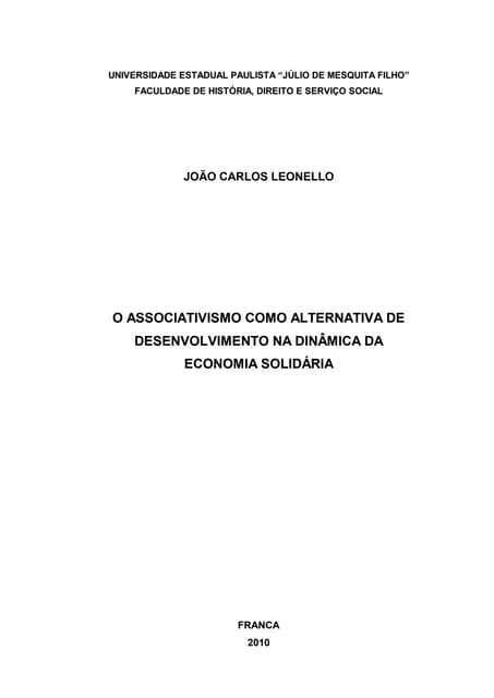 O associativismo como alternativa de