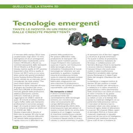 Tecnologie emergenti nella stampa 3D