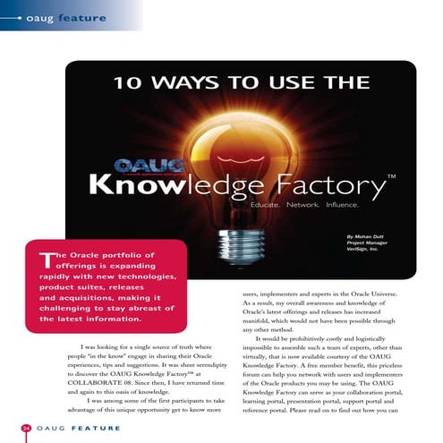 10 Ways to use OAUG Knowledge Factory