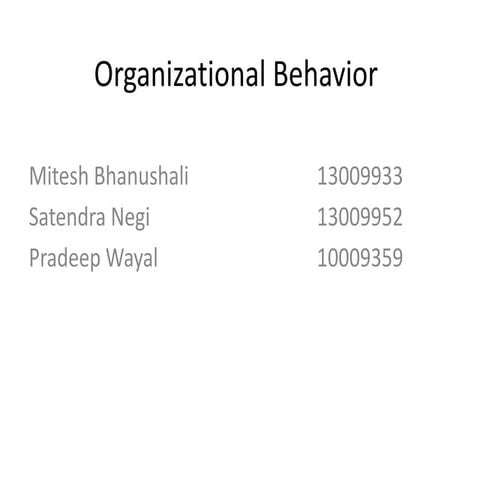 Organizational behaviour