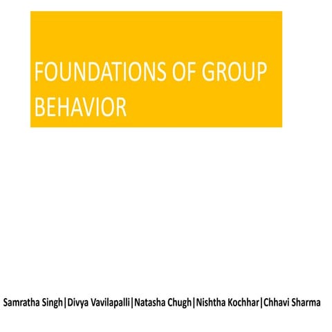 Organizational Behavior-Foundations of Group Behavior