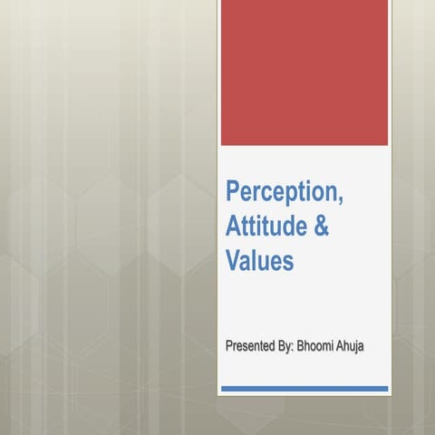 Perception, Attitude & Values