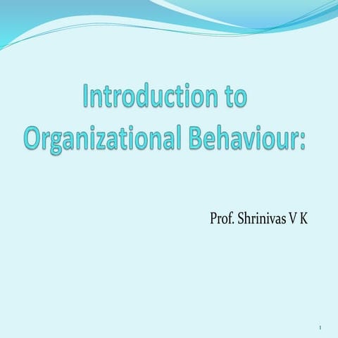 Organisational Behavior Introduction