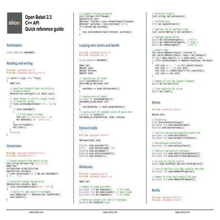 Open Babel 2.3 Quick Reference