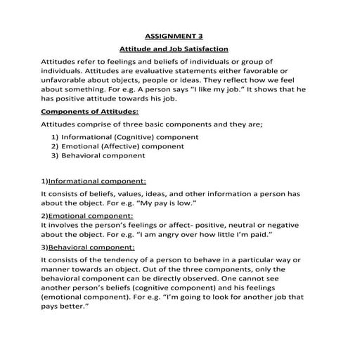 Attitude and Job satisfaction