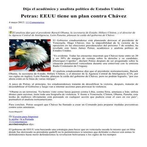 Obama tiene un plan contra chavez