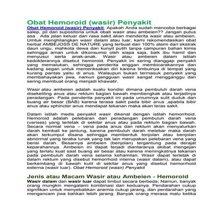 Obat hemoroid (wasir) penyakit
