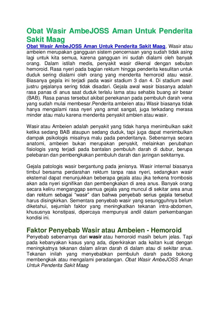 Obat wasir ambe joss aman untuk penderita sakit maag Obat wasir ambe joss aman untuk penderita sakit maag