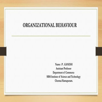 Organisational Behaviour Concepts and Principle