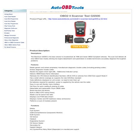 Obd2 ii scanner tool gs500