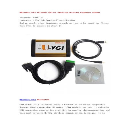Obd leader u vci universal vehicle connection interface diagnostic scanner ne...