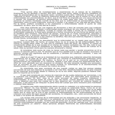 Obedece a tu Cuerpo Amate (Lisa Bourbeau)