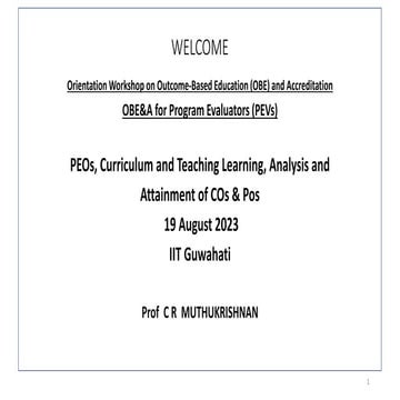 Outcome Based Education 4 year Engineering Programs BE for PEV - 190823 - IIT...