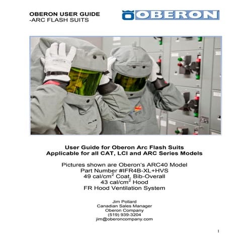 Oberon user guide arc flash suits rev 1.2 | PDF