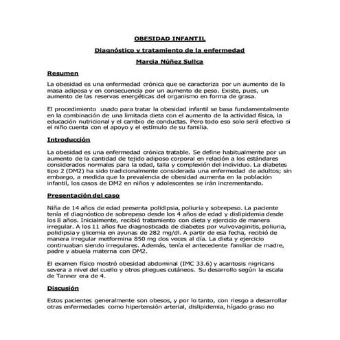 Obesidad infantil: diagnostico y tratamiento