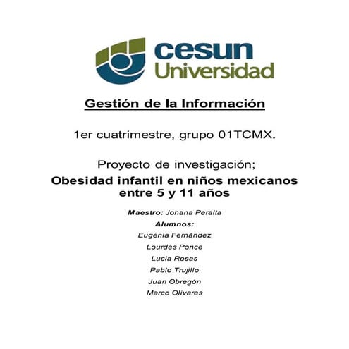 Obesidad infantil en niños mexicanos entre 5 y 11 años