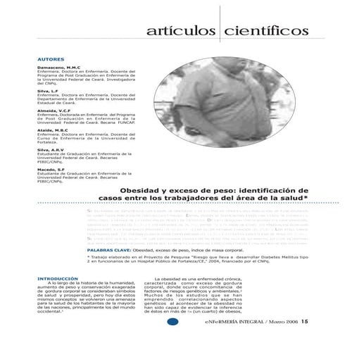 Obesidad y sobrepeso en trabajadores de la salud