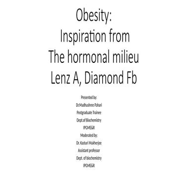 Obesity: controlling appetite ppt,Dr Madhushree Pahari