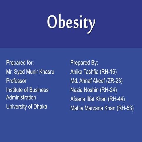 Obesity Causes and Solutions | PPTX