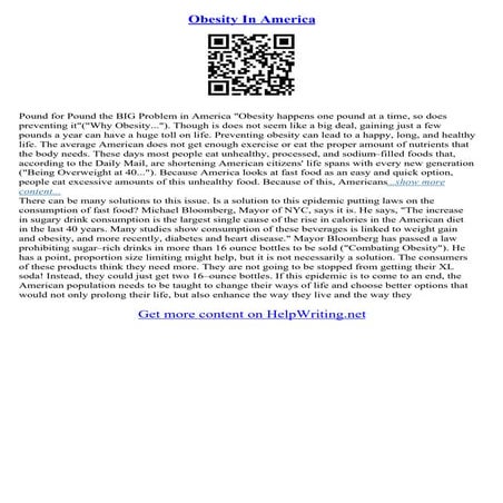 Obesity In America Essay | PDF
