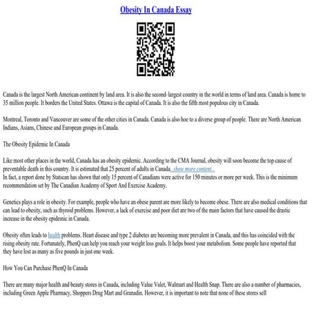 Obesity In Canada Essay