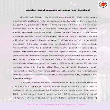 Obezi̇te tedavi̇ kilavuzu ve yaşam tarzi öneri̇leri̇