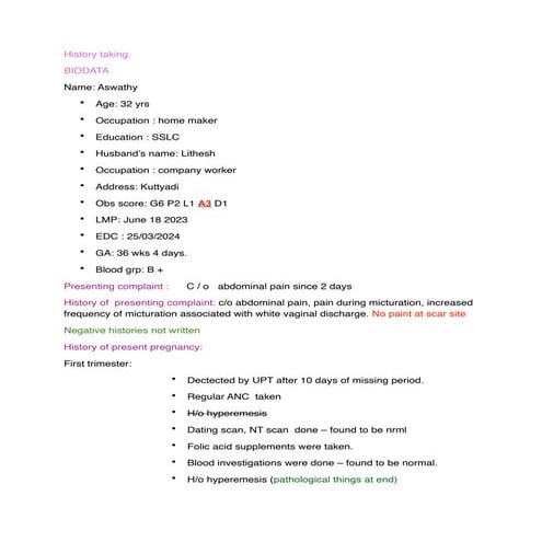 Obg History Taking Presentation Pdf Pdf