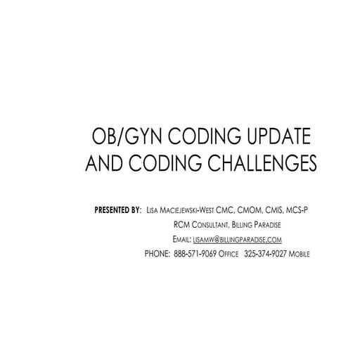 Ob gyn coding challenges and update handouts | PPT
