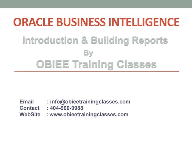 Obiee introductionbuildingreports