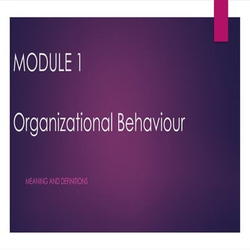 Organisational Behaviour Introduction for MBA