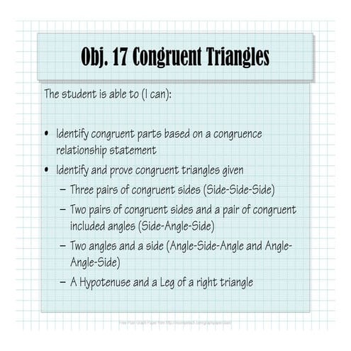 Obj. 16 Congruent Triangles