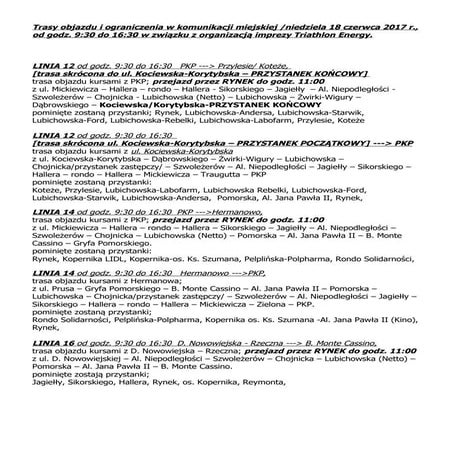 Zmiany kursowania autobusów w Starogardzie Gdańskim na czas triathlonu