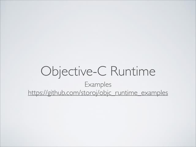 «Objective-C Runtime в примерах» — Алексей Сторожев, e-Legion