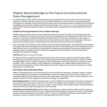 Object-Based Storage is the Future of Unstructured Data Management