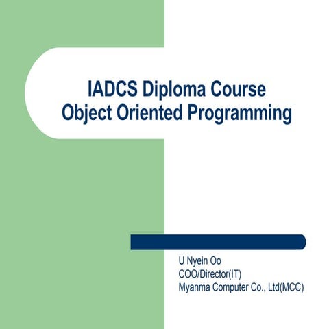 Object Oriented Programming with Java | PPT
