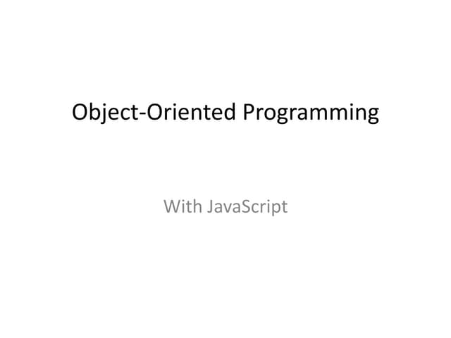 Object oriented programming | PPT